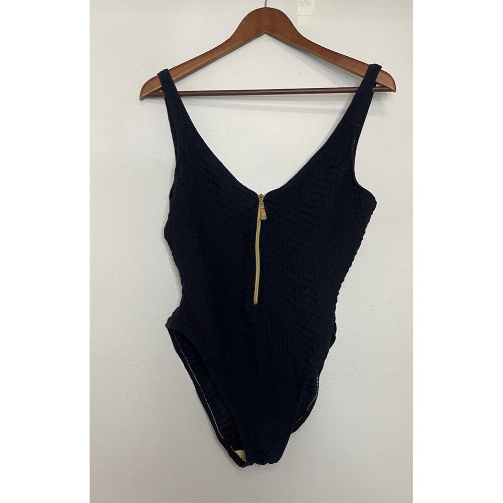 Sessa Swimsuit Womens Large Navy Blue Bathing Swim One Piece Textured Vintage